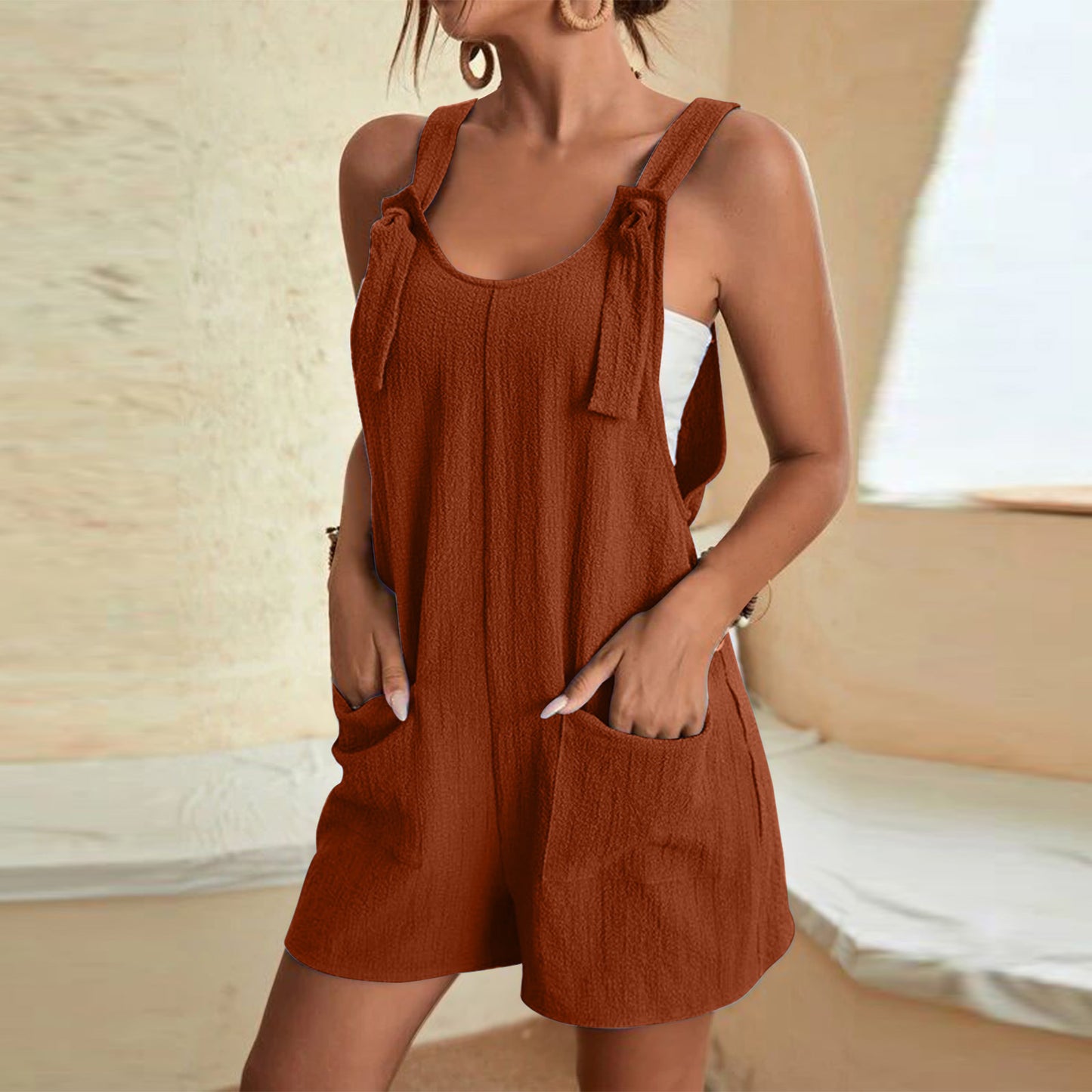 ☀️ Breezy & Stylish – Summer Suspender Shorts Jumpsuit with Pockets - Daily Cozy Closet