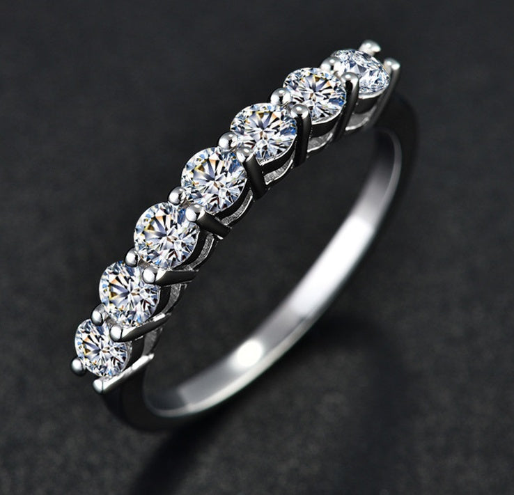π 925 Silver Ring with Moissanite - Hearts and Arrows Cut - Daily Cozy Closet