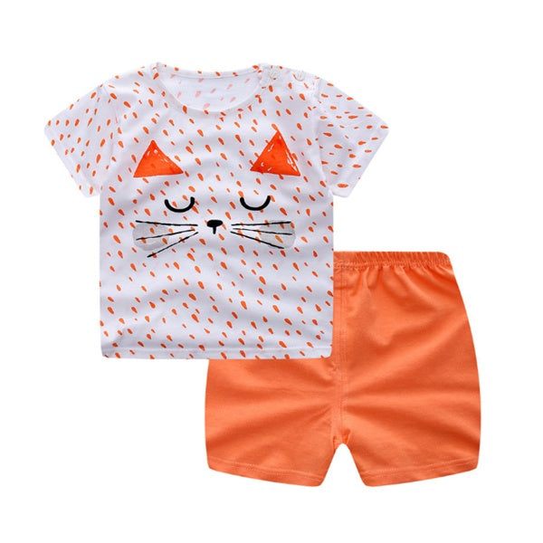 Cartoon Clothing Baby Boy Summer Clothes T-shirt Baby Girl Casual Clothing Sets - Daily Cozy Closet