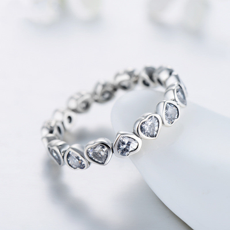 π Shine from the Heart β S925 Sterling Silver Full Diamond Heart-Shaped Ring - Daily Cozy Closet