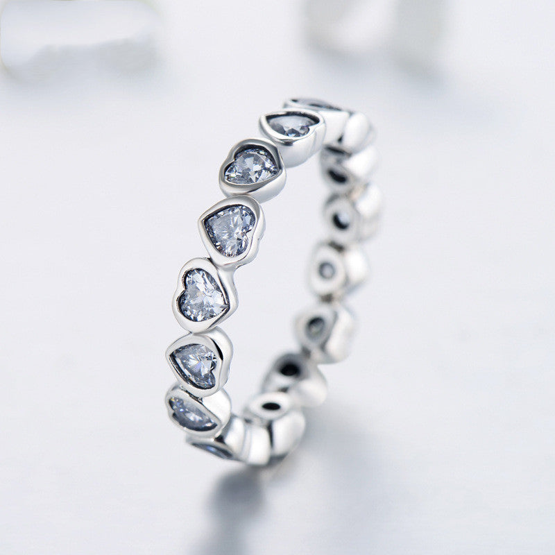 π Shine from the Heart β S925 Sterling Silver Full Diamond Heart-Shaped Ring - Daily Cozy Closet