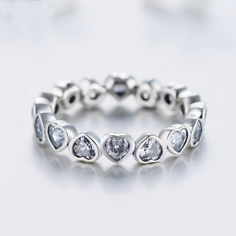 π Shine from the Heart β S925 Sterling Silver Full Diamond Heart-Shaped Ring - Daily Cozy Closet