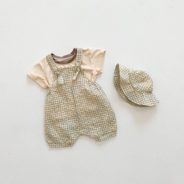 ๐ถ Adorable & Breezy โ Baby Checkered Three-Piece Sling Set for Summer - Daily Cozy Closet