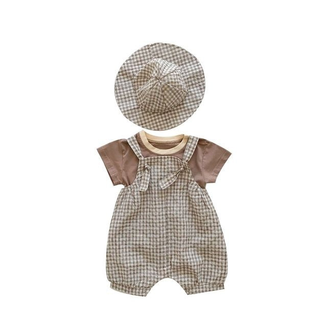 ๐ถ Adorable & Breezy โ Baby Checkered Three-Piece Sling Set for Summer - Daily Cozy Closet