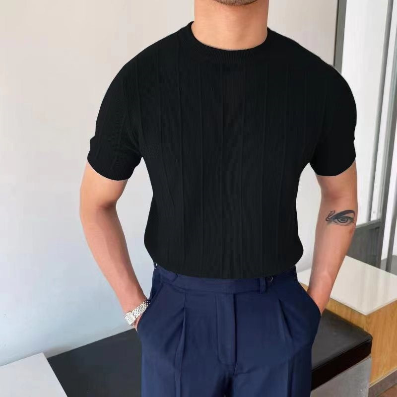 π§ Lightweight Summer Style β Men's Knitted Short Sleeve Tee - Daily Cozy Closet