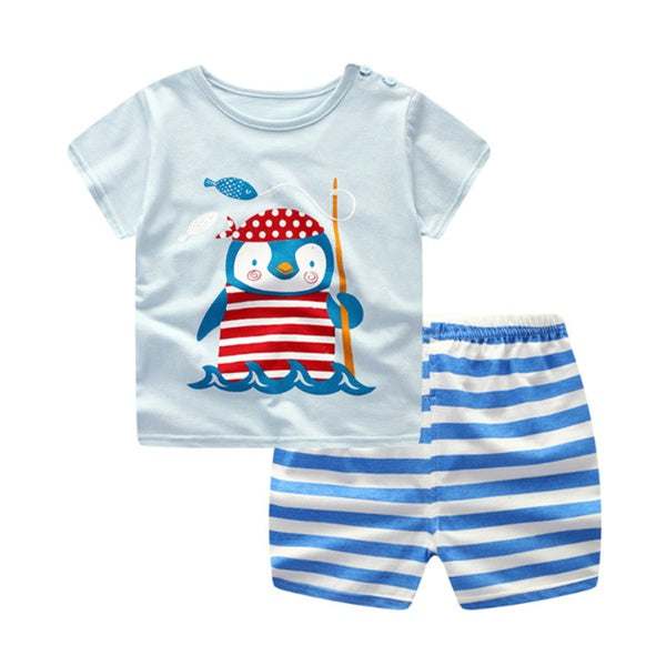 Cartoon Clothing Baby Boy Summer Clothes T-shirt Baby Girl Casual Clothing Sets - Daily Cozy Closet