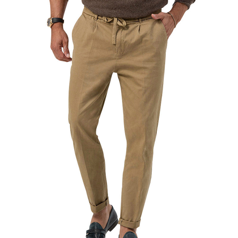 🧵 Effortless Meets Polished – Men’s Drawstring Straight-Leg Suit Pants