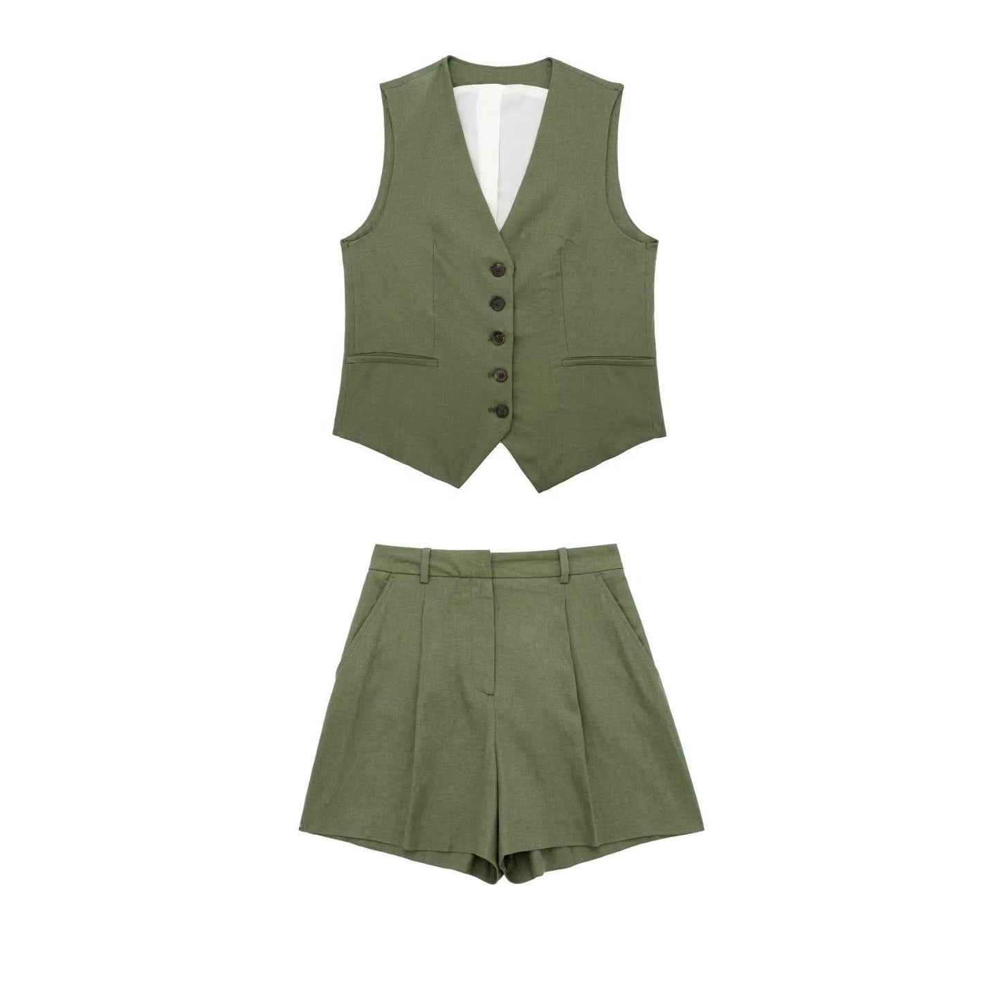 🌿 Summer-Ready – Women’s Linen Blend Sleeveless Top & Shorts Set - Daily Cozy Closet