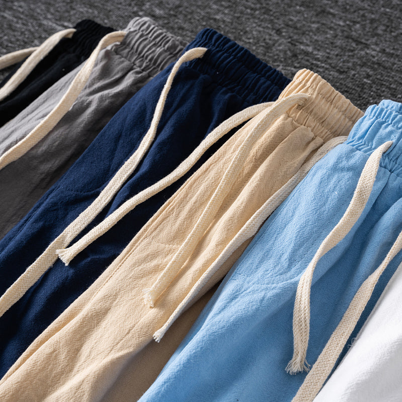 ☀️ Cotton Line Shorts for Men – Summer Elastic Waist Casual Comfort - Daily Cozy Closet