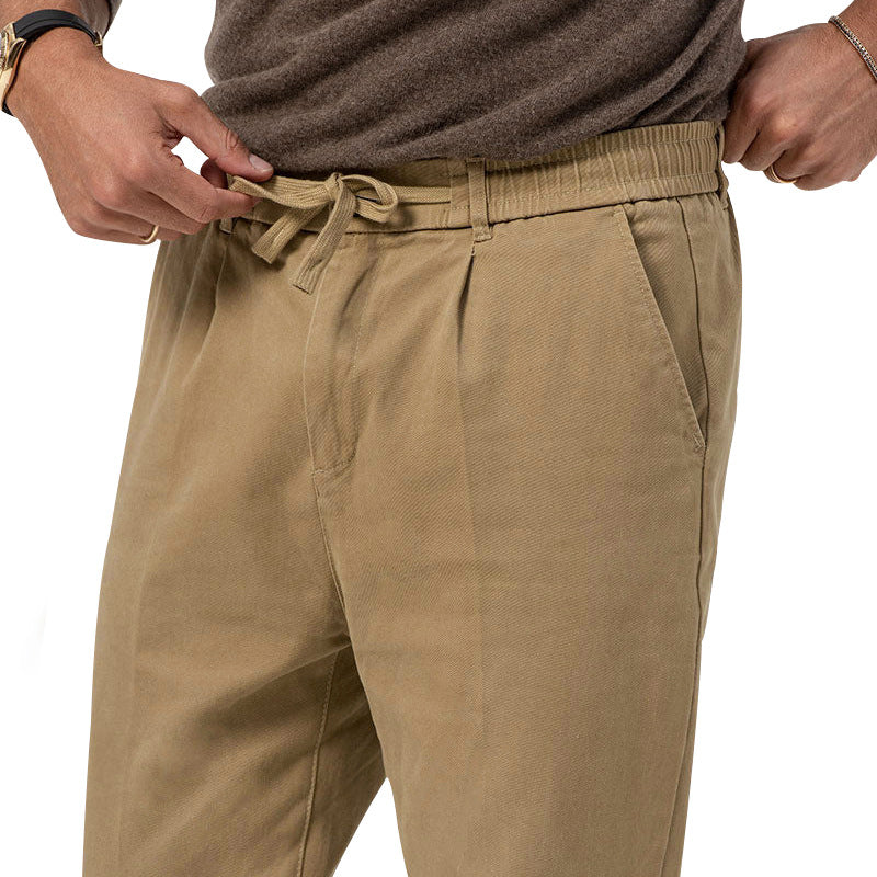 🧵 Effortless Meets Polished – Men’s Drawstring Straight-Leg Suit Pants