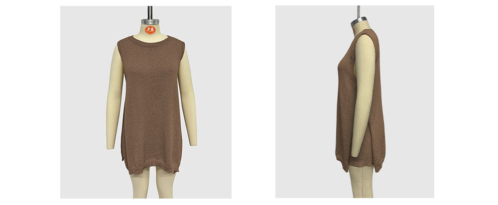 đ´ Effortless Knit Comfort â Women's Summer Split Vest & Shorts Set - Daily Cozy Closet