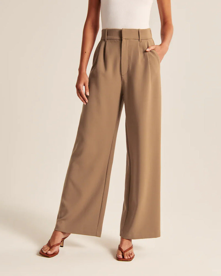 π Effortlessly Polished β High Waist Wide-Leg Trousers with Pockets - Daily Cozy Closet