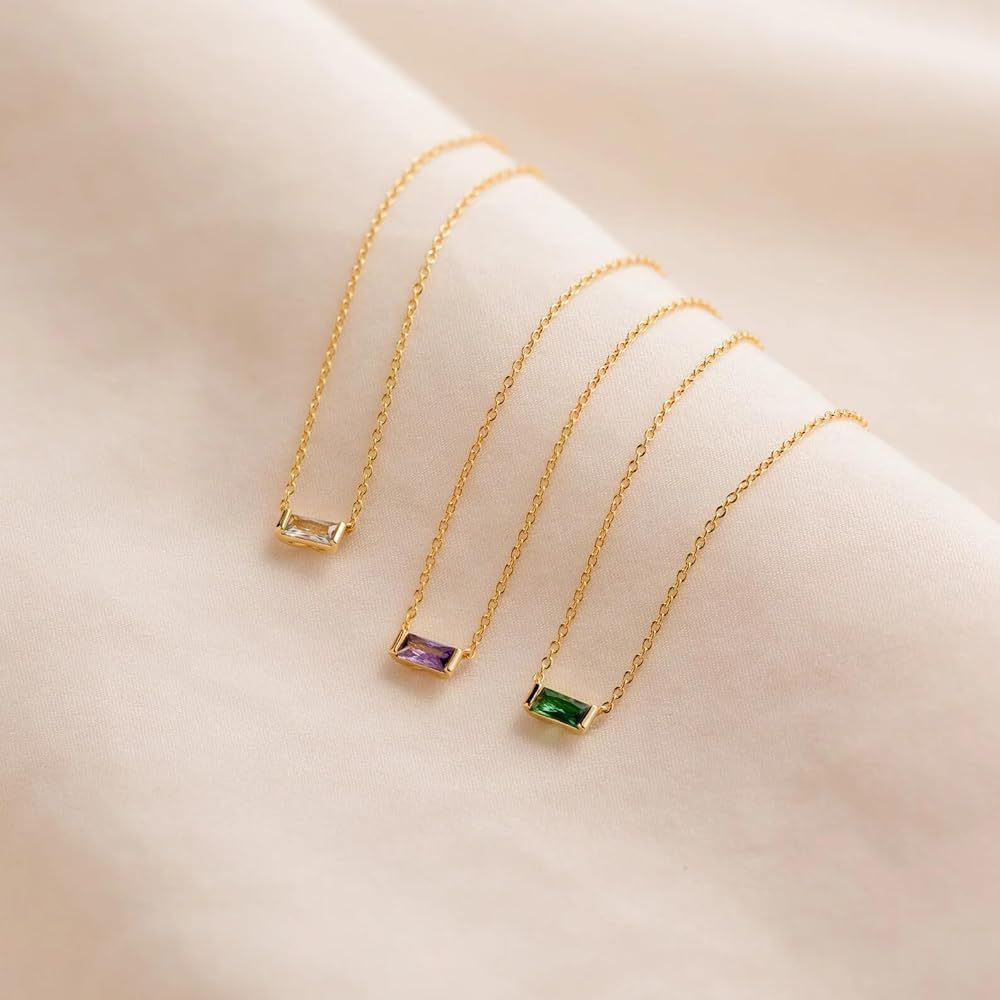 💎 925 Sterling Silver Twelve Birthstone Square Clavicle Chain Women's Simple - Daily Cozy Closet