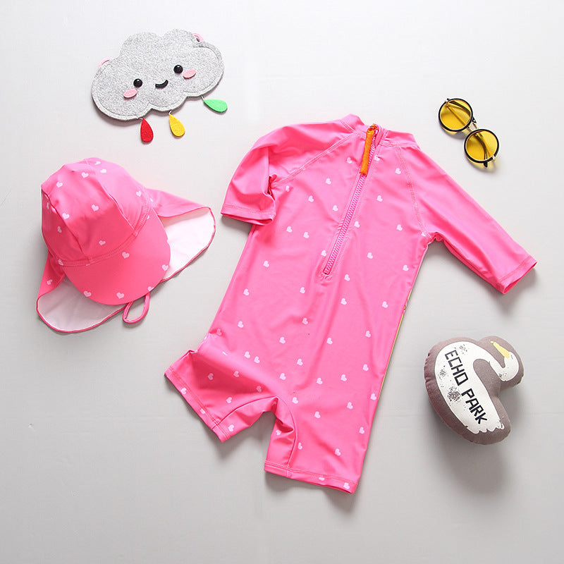 🦆 Cute, Covered & Beach-Ready – Baby Girl One-Piece Swimsuit - Daily Cozy Closet