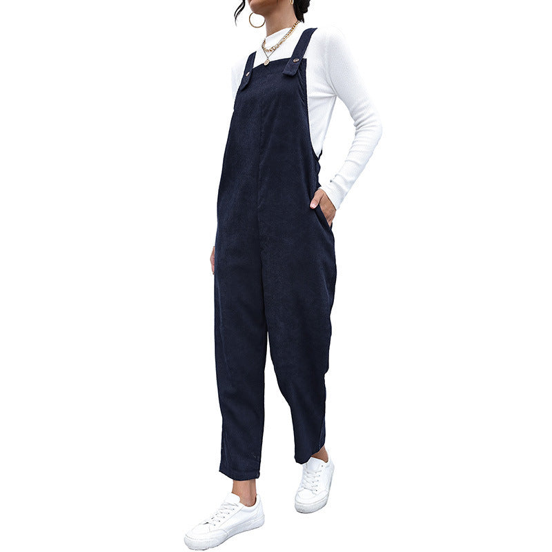 🍂 Cozy & Effortless – Women’s Autumn Corduroy Suspender Pants - Daily Cozy Closet