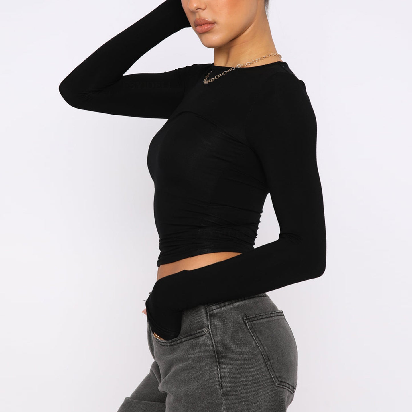 Women's Clothing Fashion Slim Long-sleeved Pullovers Tops Solid Causal Fit Shirts - Daily Cozy Closet