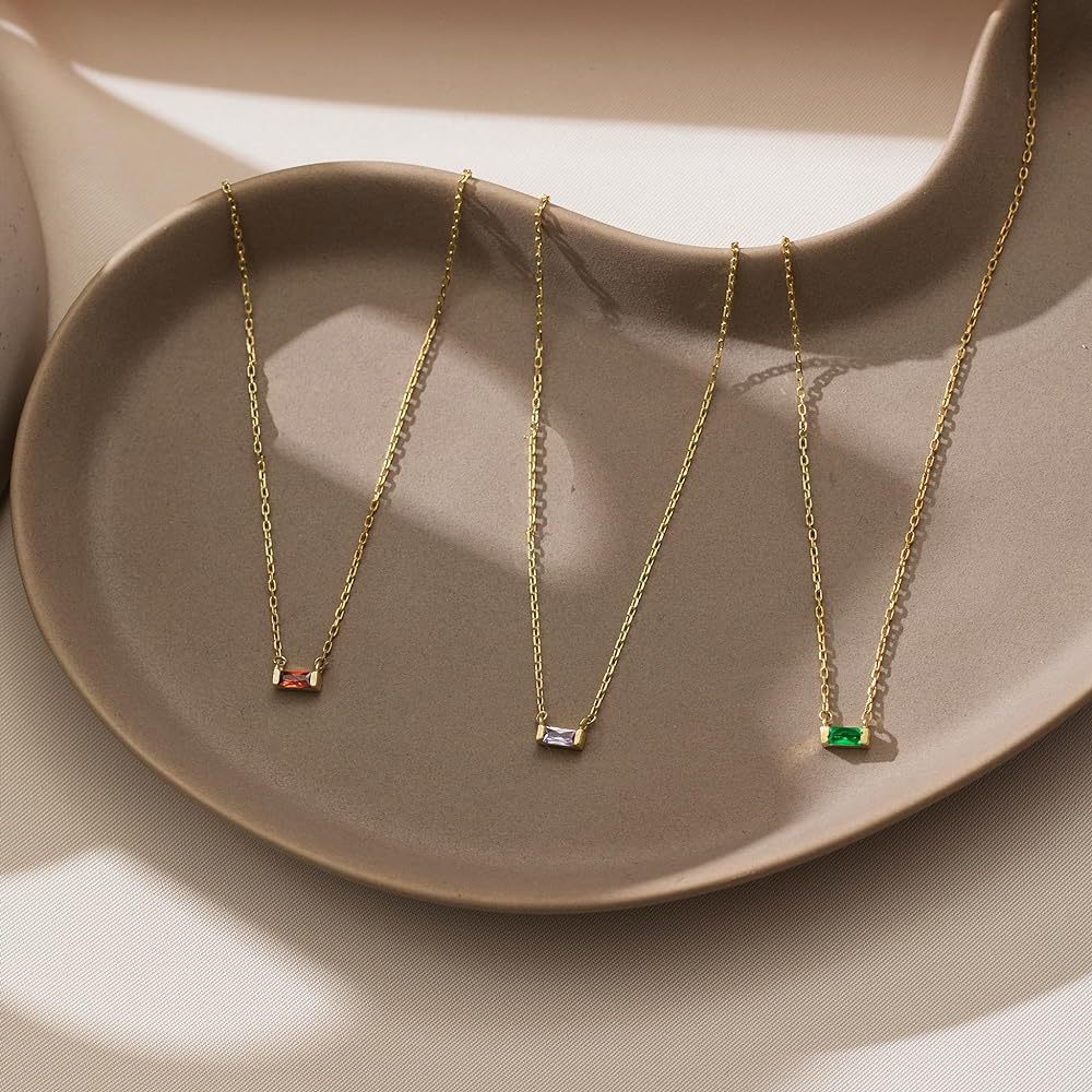 💎 925 Sterling Silver Twelve Birthstone Square Clavicle Chain Women's Simple - Daily Cozy Closet