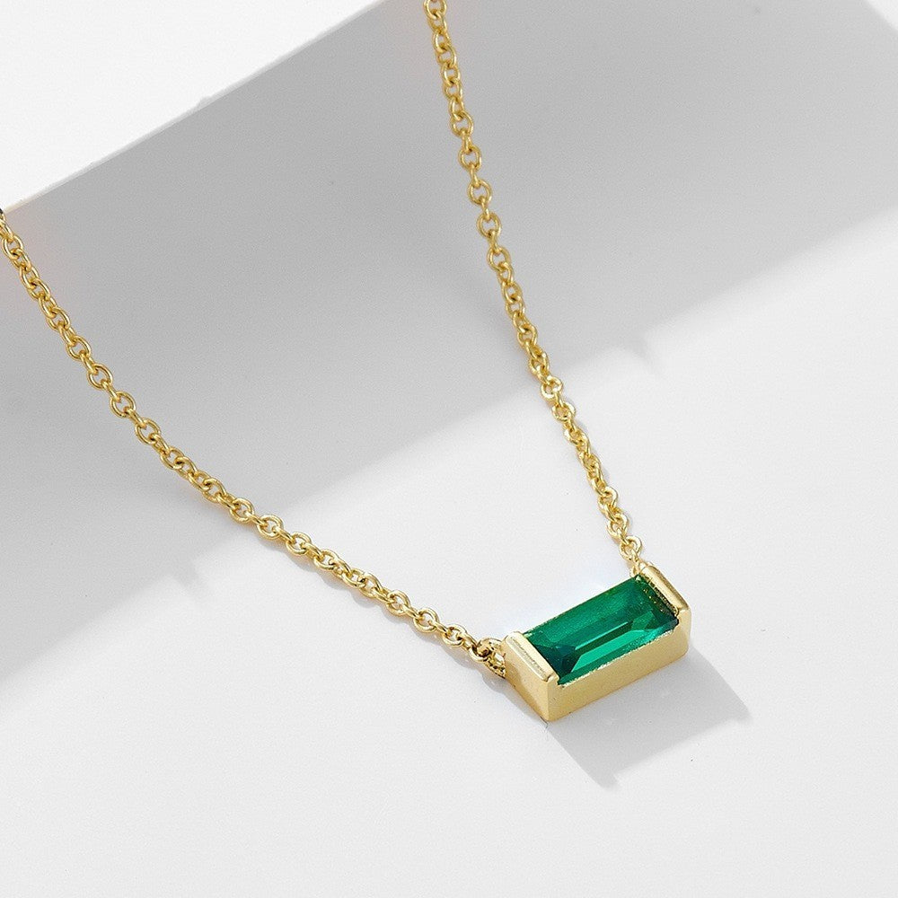 💎 925 Sterling Silver Twelve Birthstone Square Clavicle Chain Women's Simple - Daily Cozy Closet