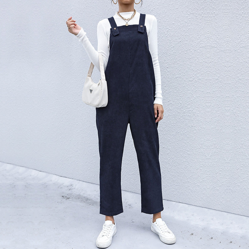 🍂 Cozy & Effortless – Women’s Autumn Corduroy Suspender Pants - Daily Cozy Closet