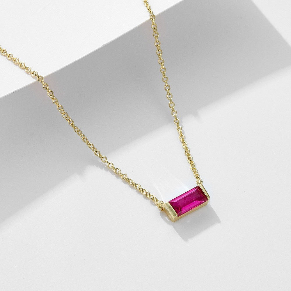 💎 925 Sterling Silver Twelve Birthstone Square Clavicle Chain Women's Simple - Daily Cozy Closet