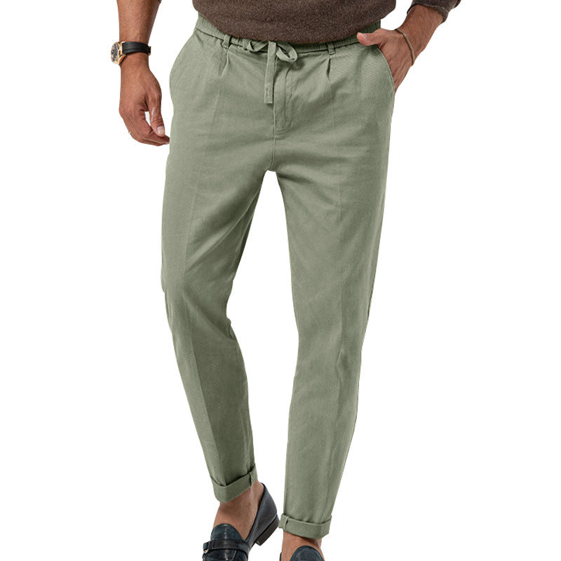 🧵 Effortless Meets Polished – Men’s Drawstring Straight-Leg Suit Pants