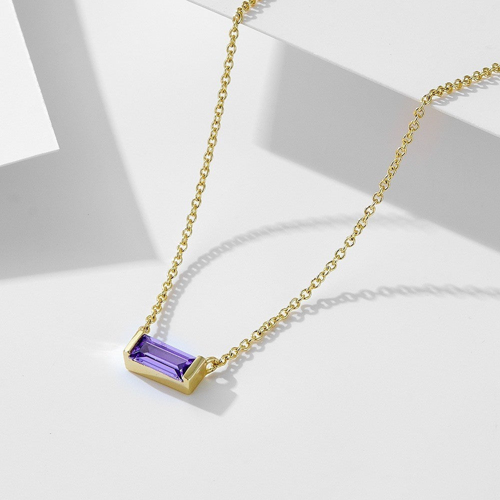 💎 925 Sterling Silver Twelve Birthstone Square Clavicle Chain Women's Simple - Daily Cozy Closet