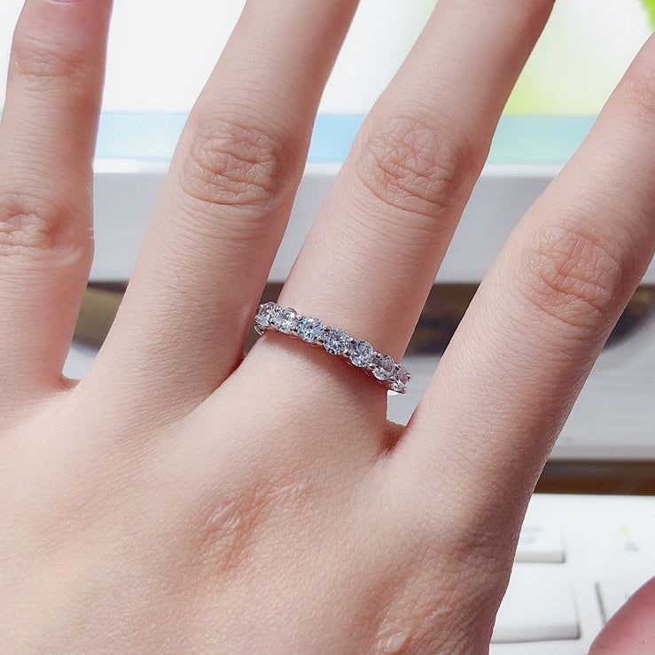 π 925 Silver Ring with Moissanite - Hearts and Arrows Cut - Daily Cozy Closet