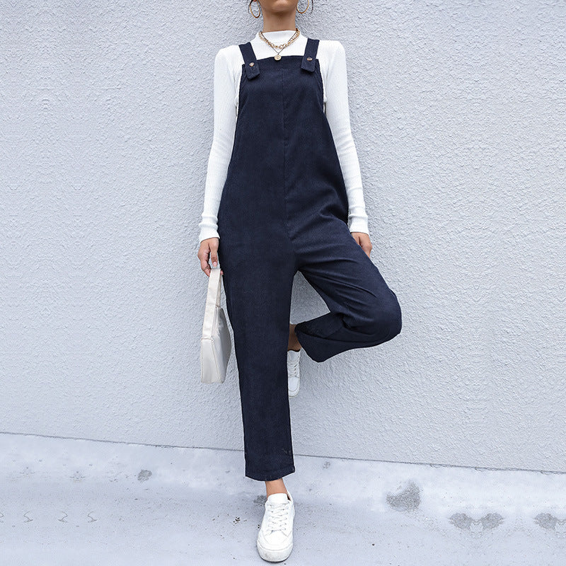 🍂 Cozy & Effortless – Women’s Autumn Corduroy Suspender Pants - Daily Cozy Closet