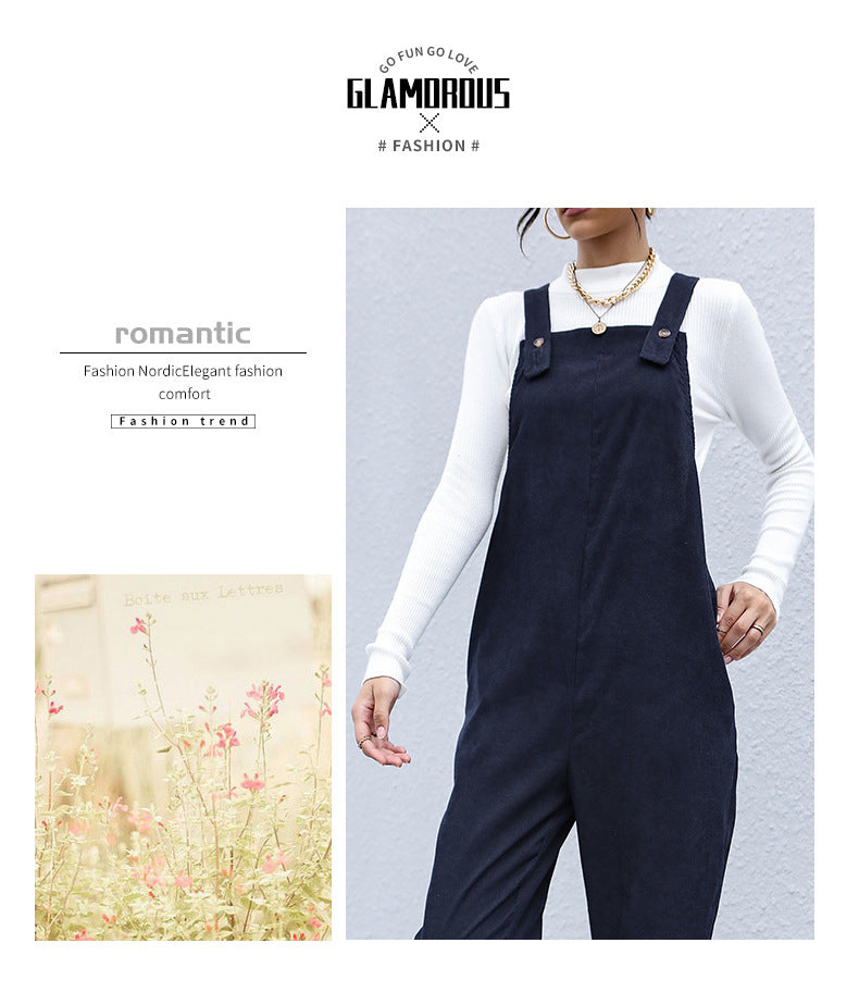 🍂 Cozy & Effortless – Women’s Autumn Corduroy Suspender Pants - Daily Cozy Closet