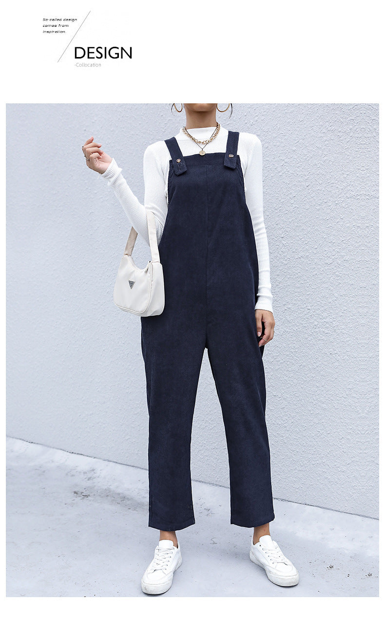 🍂 Cozy & Effortless – Women’s Autumn Corduroy Suspender Pants - Daily Cozy Closet