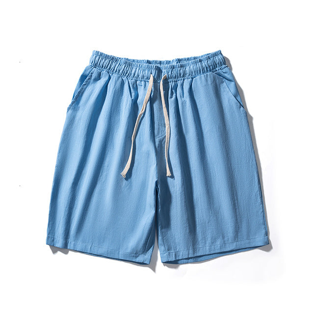 ☀️ Cotton Line Shorts for Men – Summer Elastic Waist Casual Comfort - Daily Cozy Closet