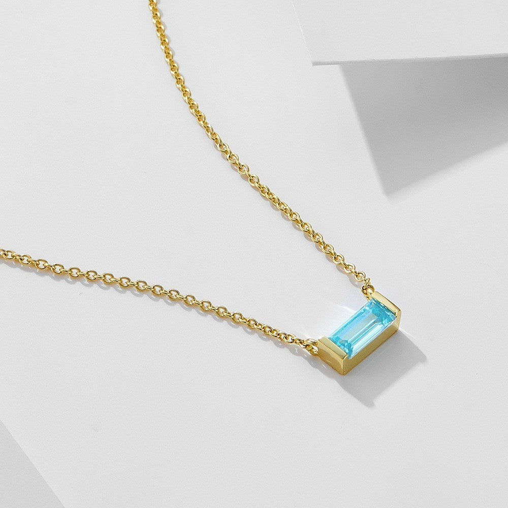💎 925 Sterling Silver Twelve Birthstone Square Clavicle Chain Women's Simple - Daily Cozy Closet