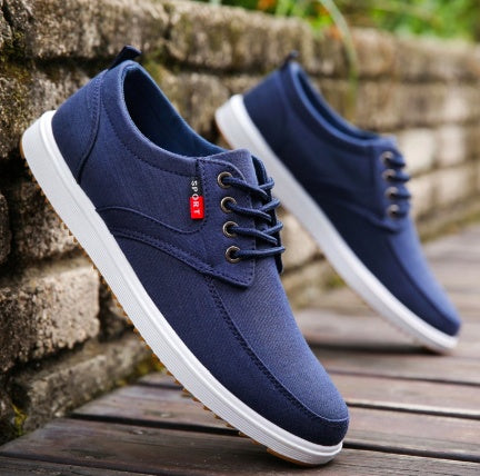 Men's Lace-up Canvas Shoes Casual Men Breathable Walking Flats Shoes - Daily Cozy Closet