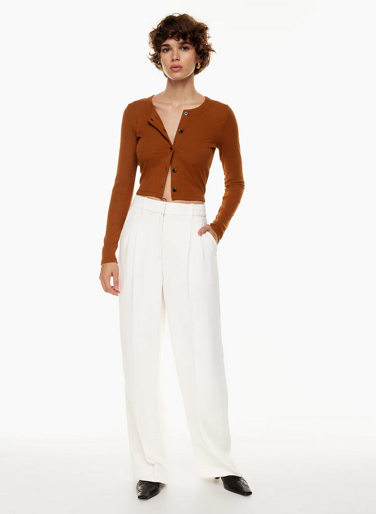 π Effortlessly Polished β High Waist Wide-Leg Trousers with Pockets - Daily Cozy Closet