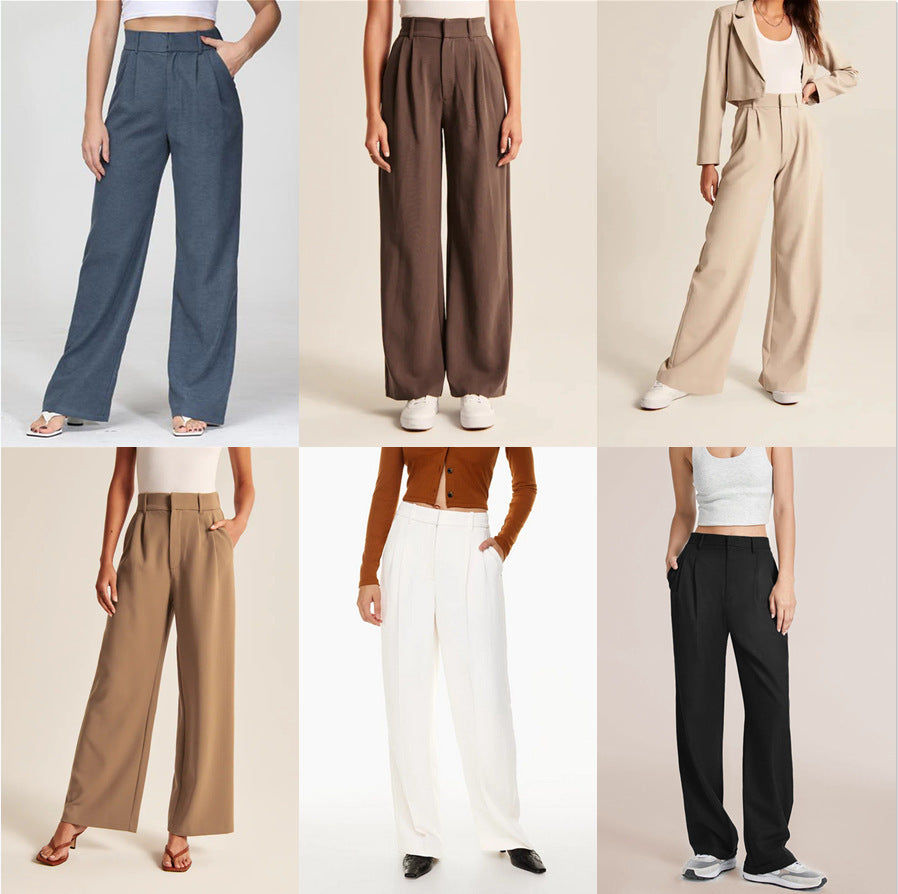 π Effortlessly Polished β High Waist Wide-Leg Trousers with Pockets - Daily Cozy Closet