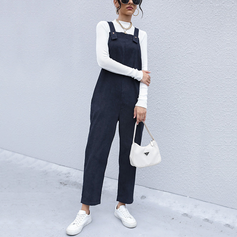 🍂 Cozy & Effortless – Women’s Autumn Corduroy Suspender Pants - Daily Cozy Closet