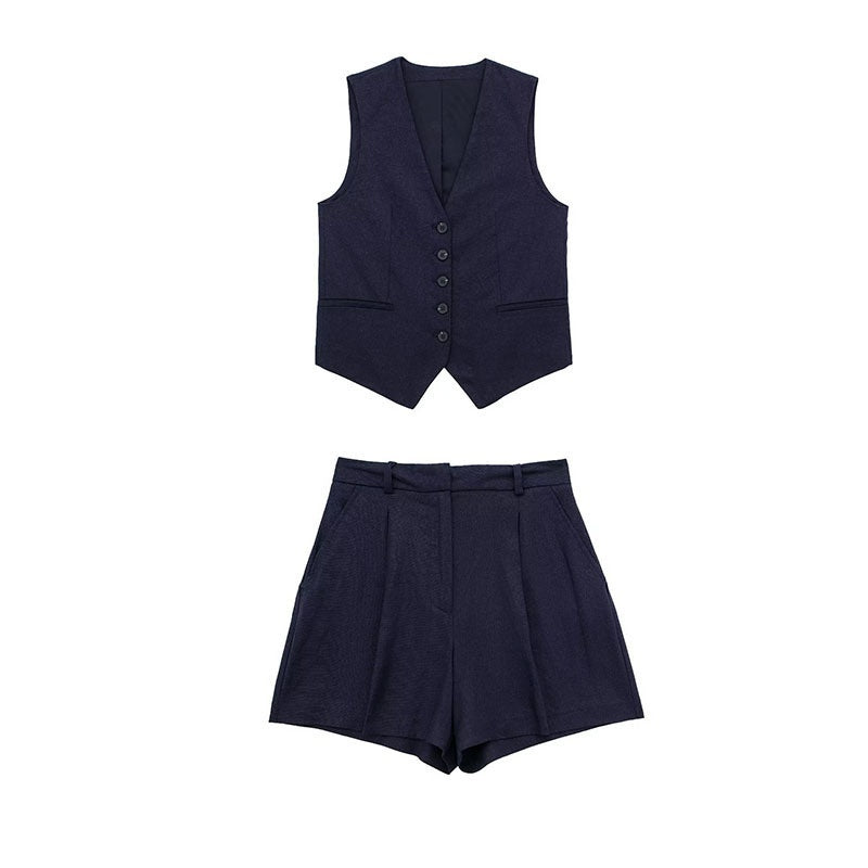🌿 Summer-Ready – Women’s Linen Blend Sleeveless Top & Shorts Set - Daily Cozy Closet