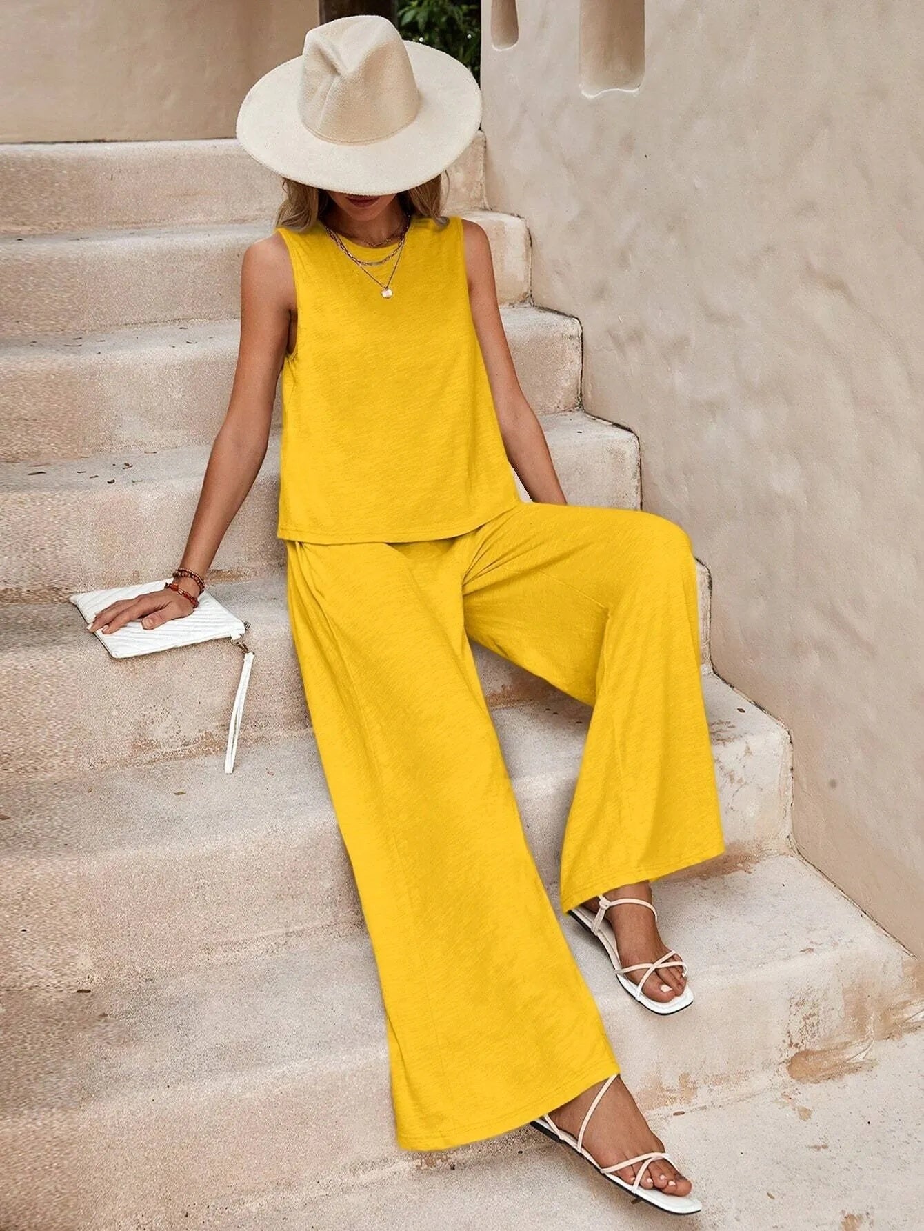 🌿 Effortless Style, All-Day Comfort – Women’s Solid Color Cotton-Linen Set - Daily Cozy Closet