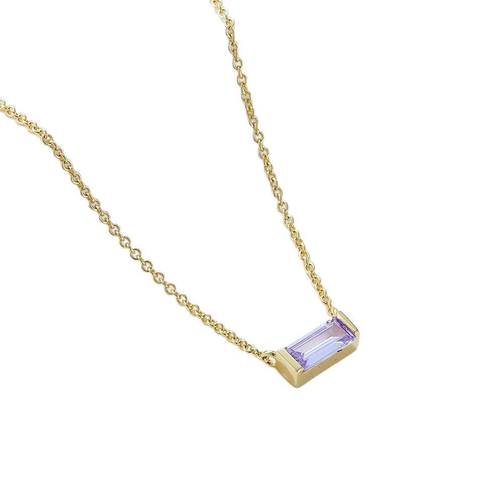💎 925 Sterling Silver Twelve Birthstone Square Clavicle Chain Women's Simple - Daily Cozy Closet