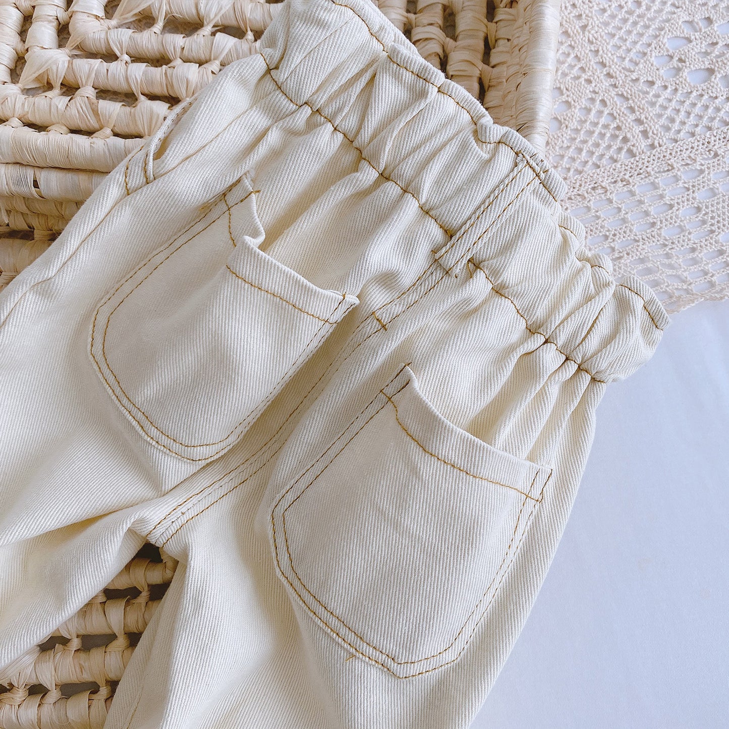 Baby Solid Color Casual High Waist Soft Jeans - Daily Cozy Closet