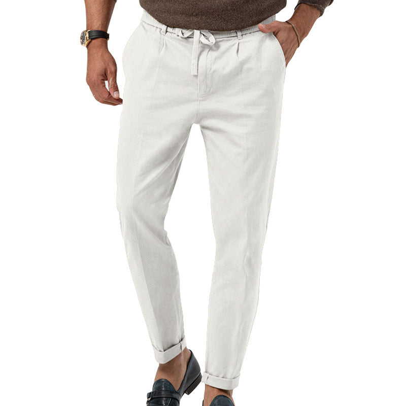 🧵 Effortless Meets Polished – Men’s Drawstring Straight-Leg Suit Pants