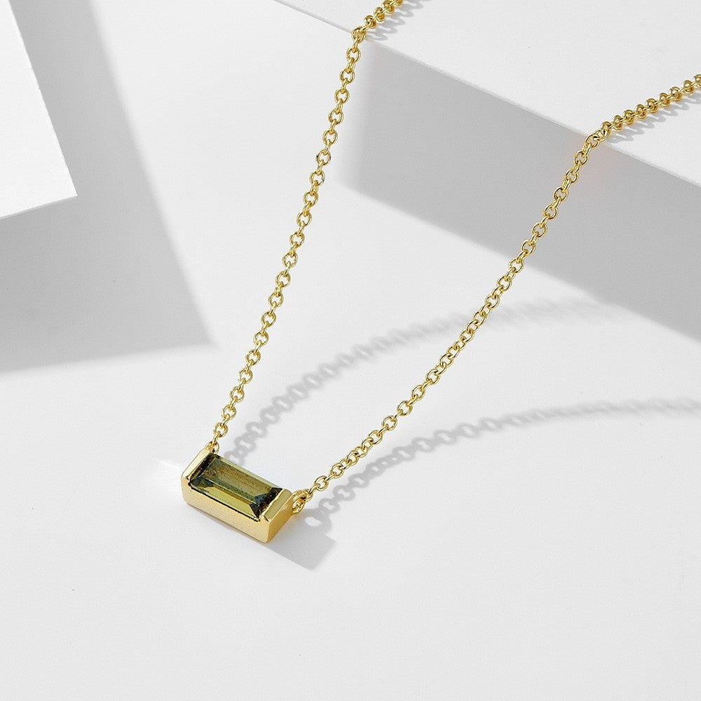 💎 925 Sterling Silver Twelve Birthstone Square Clavicle Chain Women's Simple - Daily Cozy Closet
