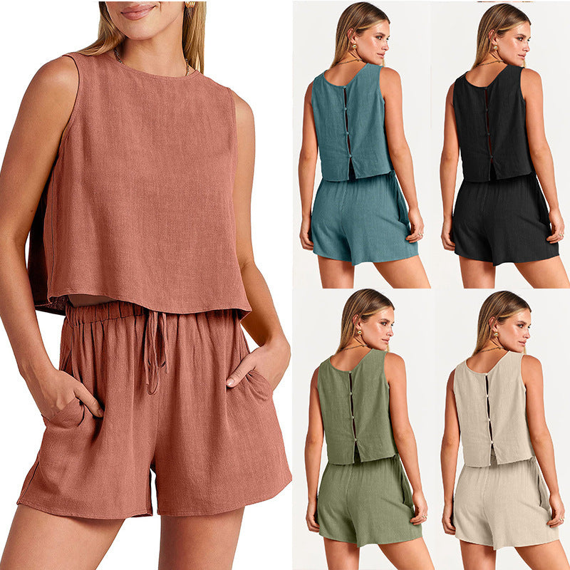 π Light & Made for Summer β Women's Sleeveless Top & Drawstring Shorts Set - Daily Cozy Closet