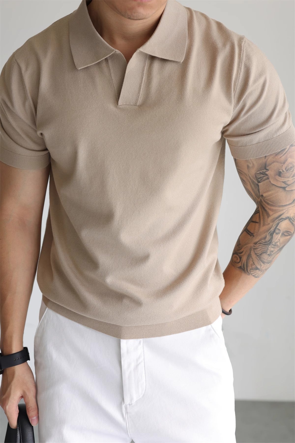 ❄️ Cool & Refined – Summer Ice Silk Lapel Knitwear for Men - Daily Cozy Closet