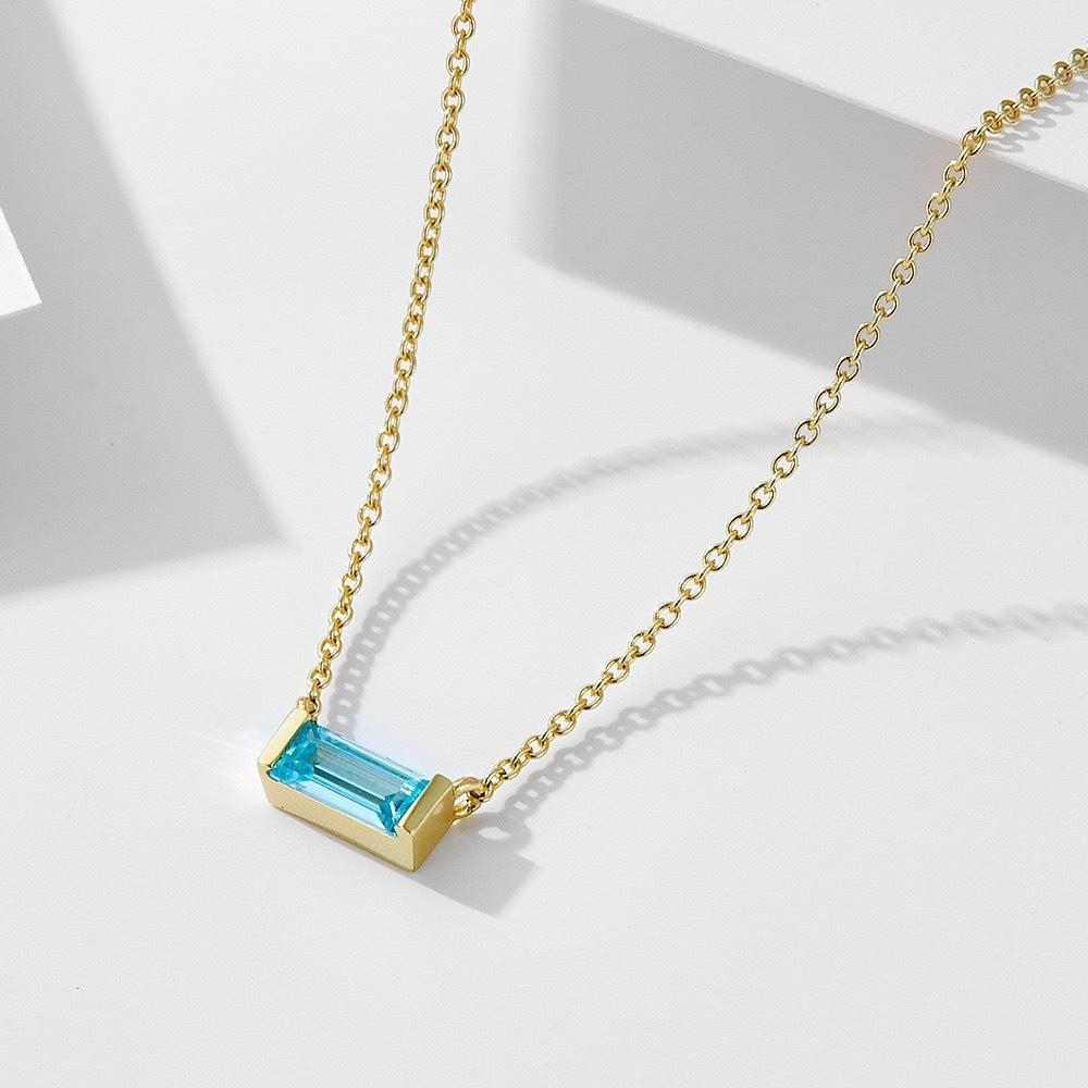💎 925 Sterling Silver Twelve Birthstone Square Clavicle Chain Women's Simple - Daily Cozy Closet