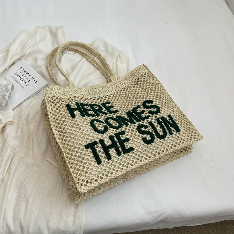 ๐ Breezy, Bold & Ready to Go โ Woven Hollow Straw Tote Shoulder Bag - Daily Cozy Closet