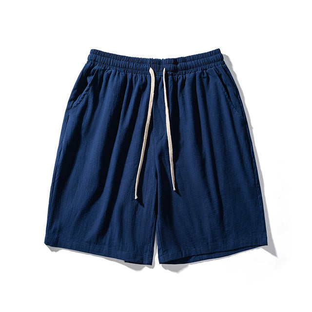 ☀️ Cotton Line Shorts for Men – Summer Elastic Waist Casual Comfort - Daily Cozy Closet