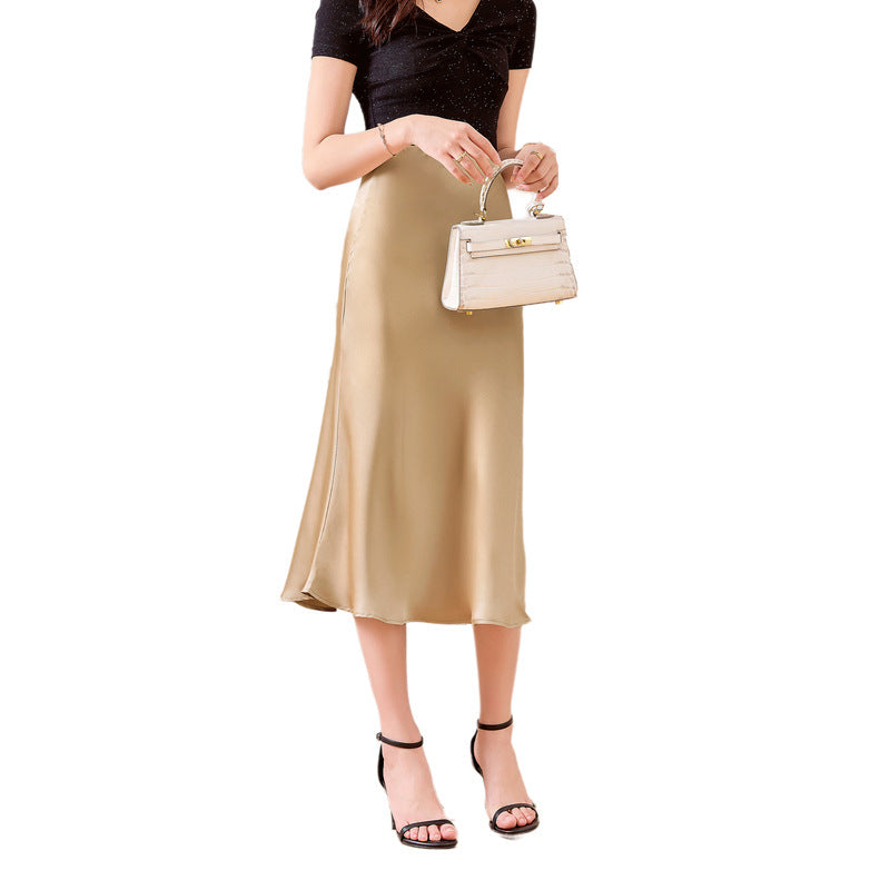✨ Elegant Shine, Everyday Comfort – Slimming Satin A-Line Skirt - Daily Cozy Closet