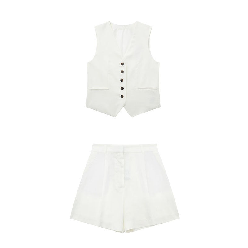🌿 Summer-Ready – Women’s Linen Blend Sleeveless Top & Shorts Set - Daily Cozy Closet