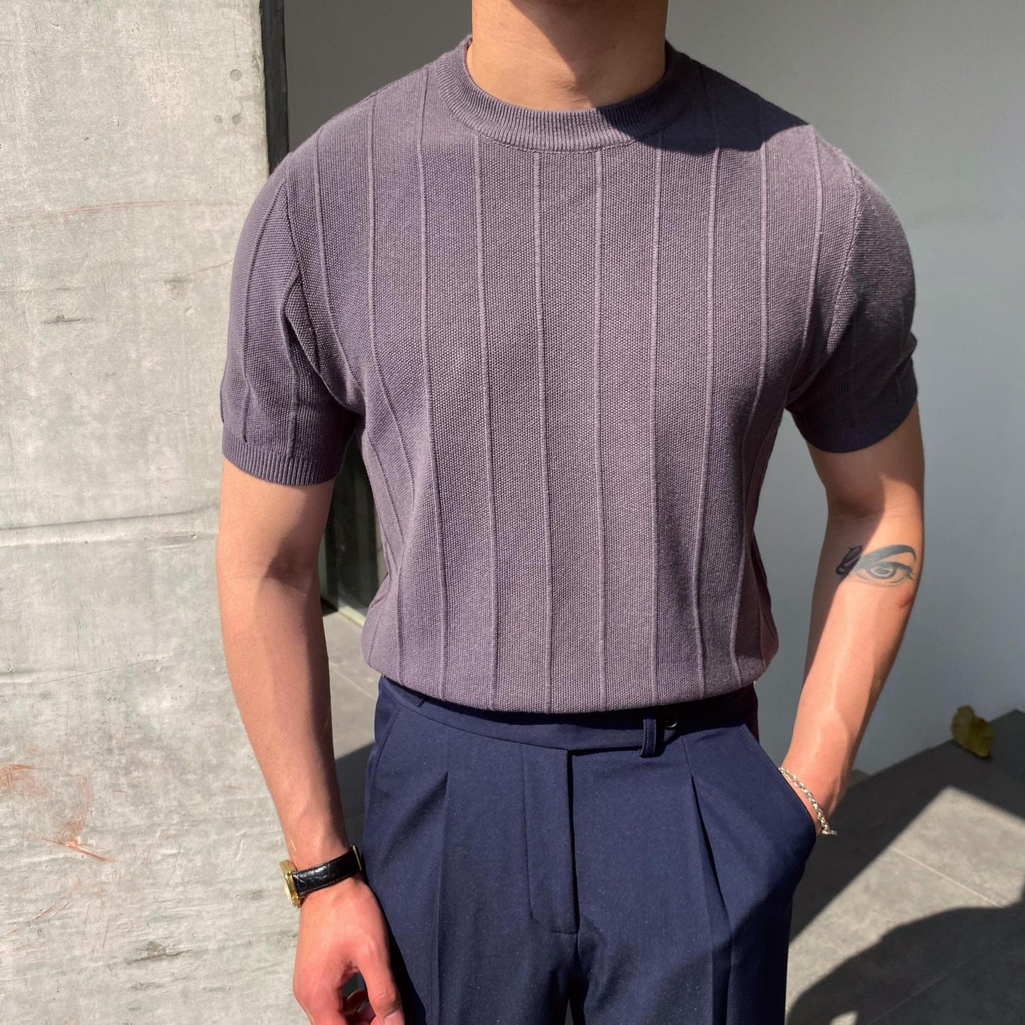 π§ Lightweight Summer Style β Men's Knitted Short Sleeve Tee - Daily Cozy Closet